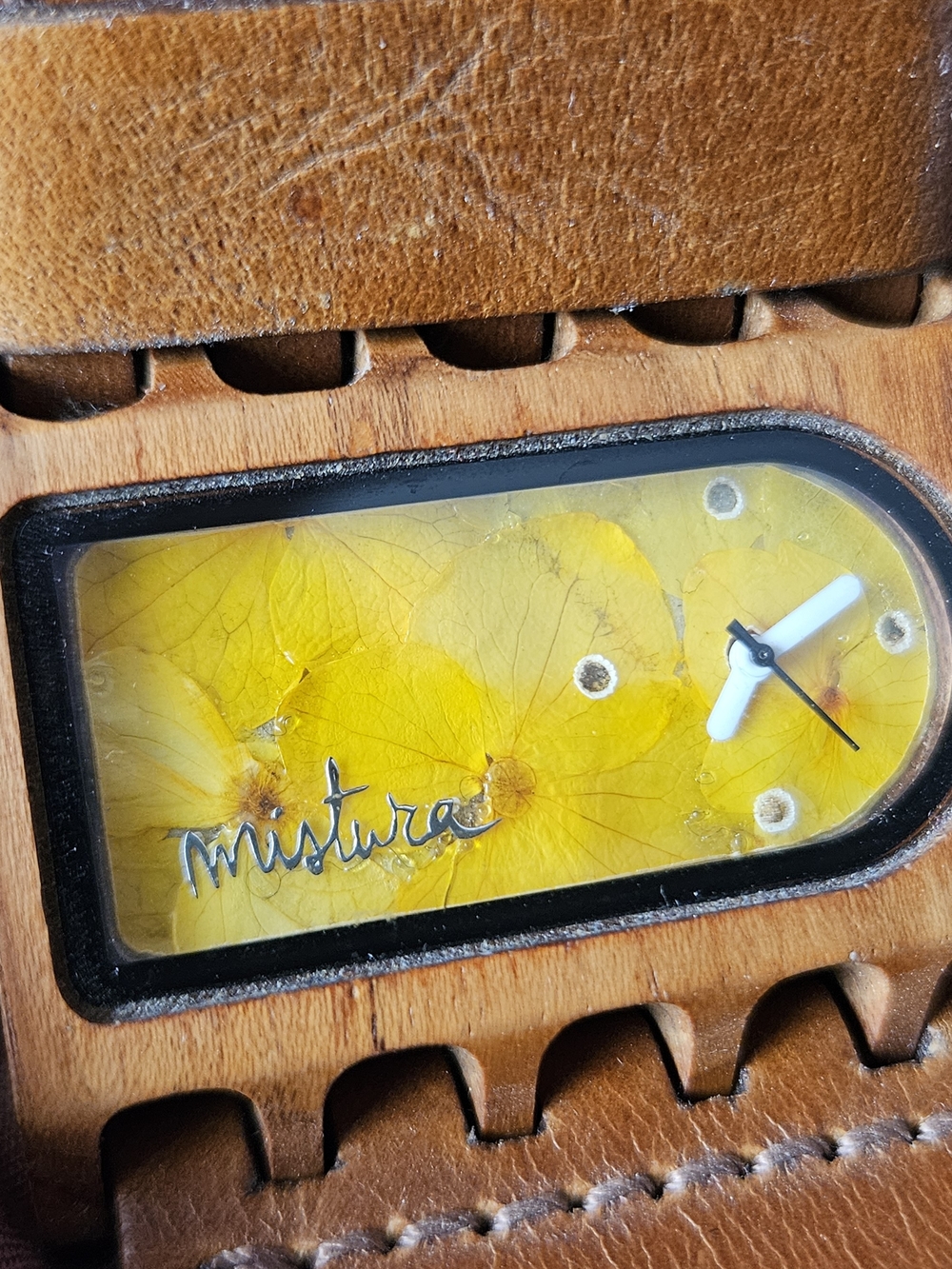 Mistura Yellow Dial Leather Cuff Watch - Picture 2 of 7